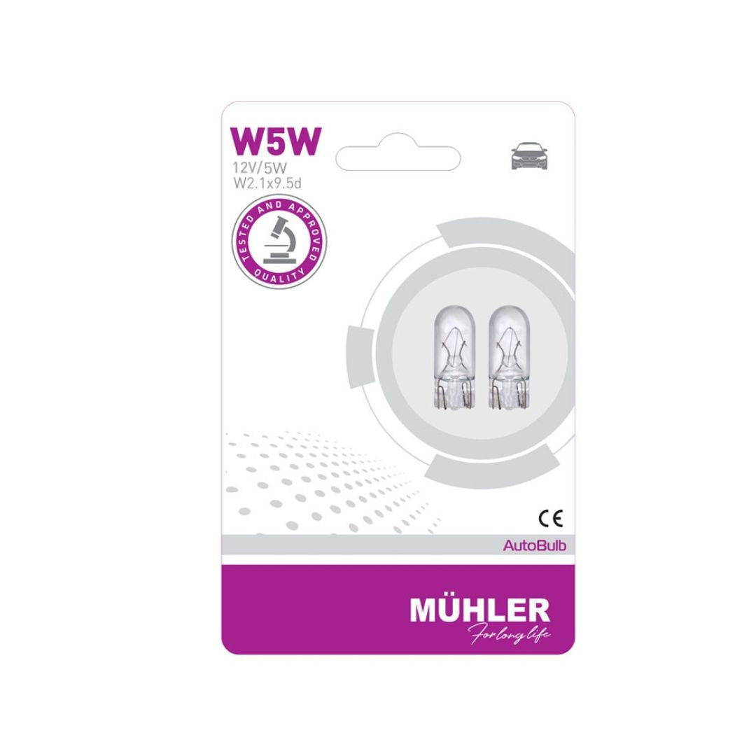LAMPA 12V 5W W2.1X9.5D PA FASUNG BLISTER MUHLER